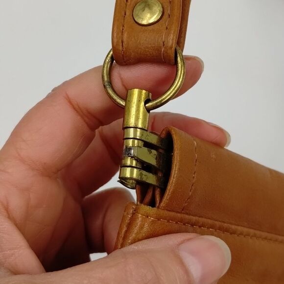 Chestnut brown pop open vintage purse shoulder bag faux leather gold hardware - Picture 12 of 12